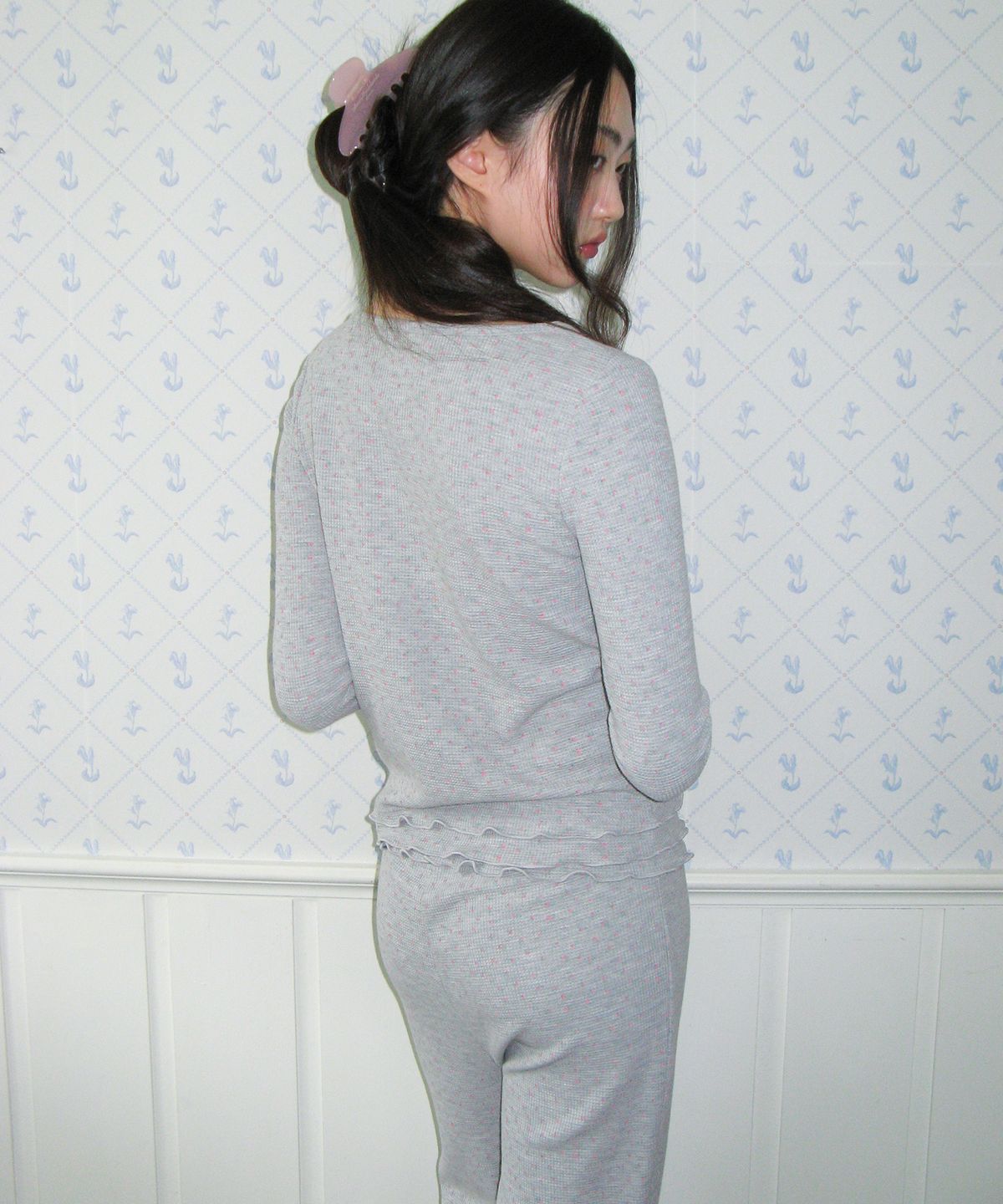 아메스 월드와이드(AMES-WORLDWIDE) CLASSIC FLOWER BOOT CUT PANTS GREY