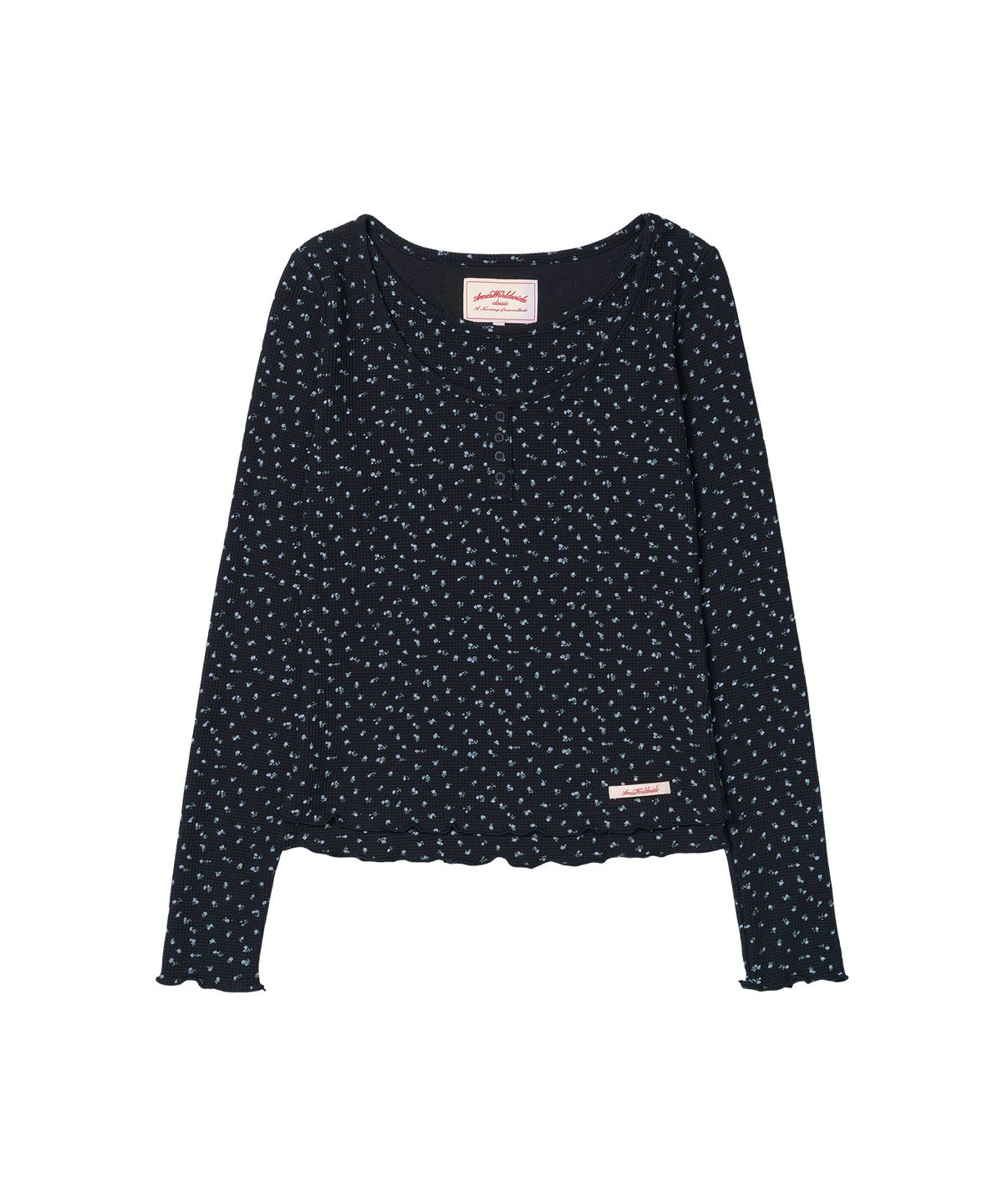 아메스 월드와이드(AMES-WORLDWIDE) CLASSIC FLOWER HENLEY NECK LS TEE NAVY