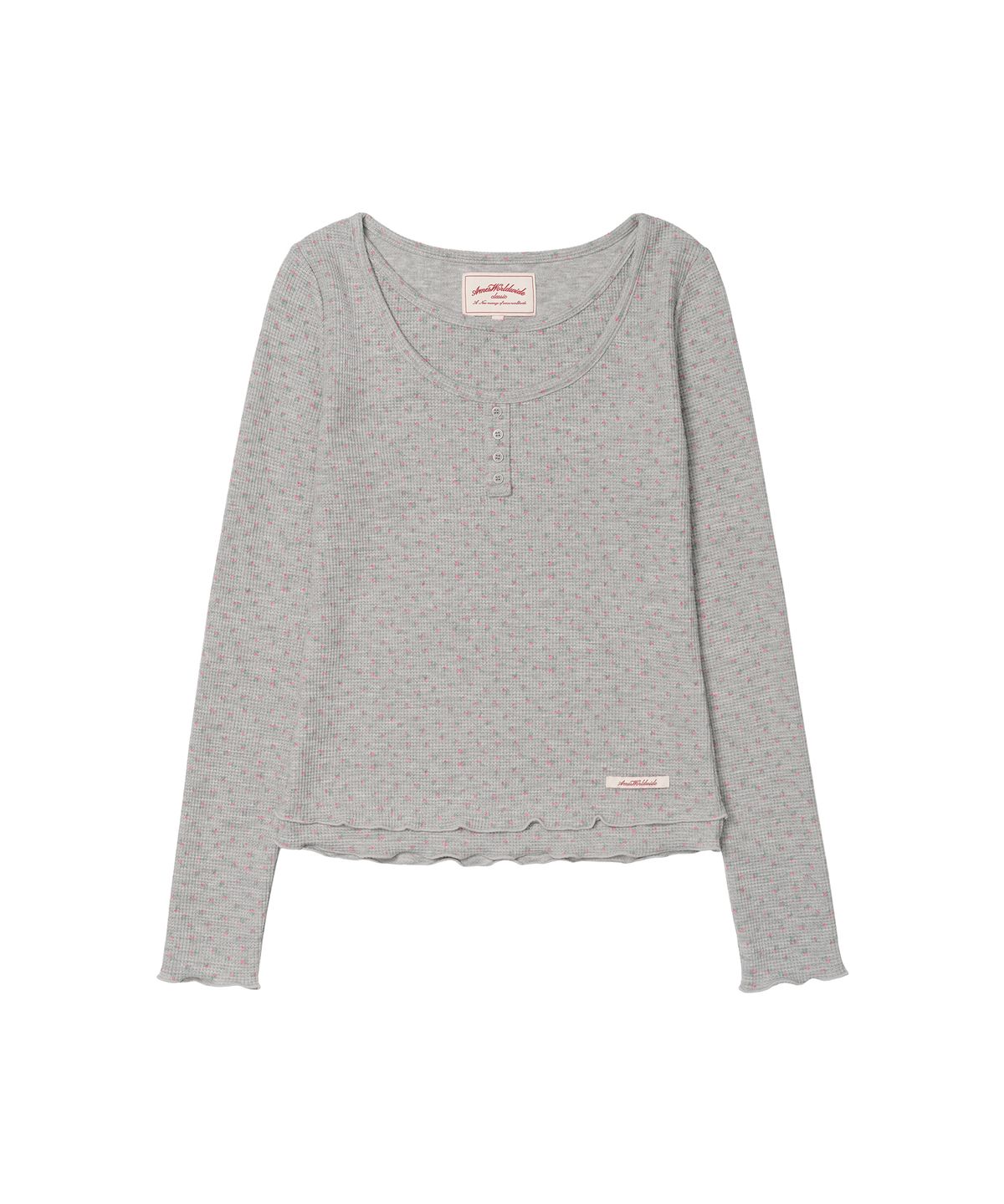 아메스 월드와이드(AMES-WORLDWIDE) CLASSIC FLOWER HENLEY NECK LS TEE GREY
