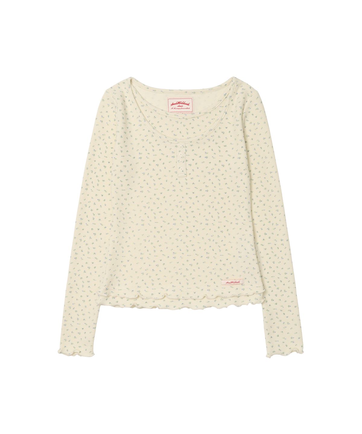 아메스 월드와이드(AMES-WORLDWIDE) CLASSIC FLOWER HENLEY NECK LS TEE CREAM
