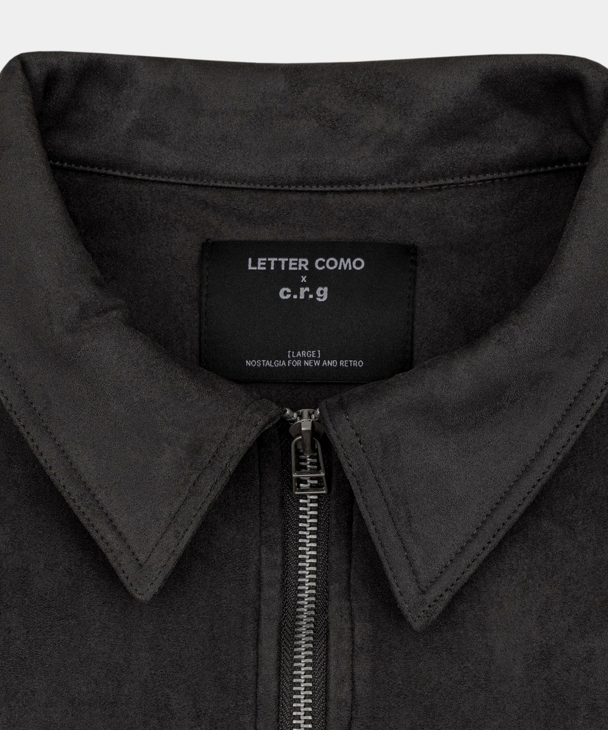 레테르코모(LETTERCOMO) 스탠드 칼라 스웨이드 크롭 자켓 챠콜