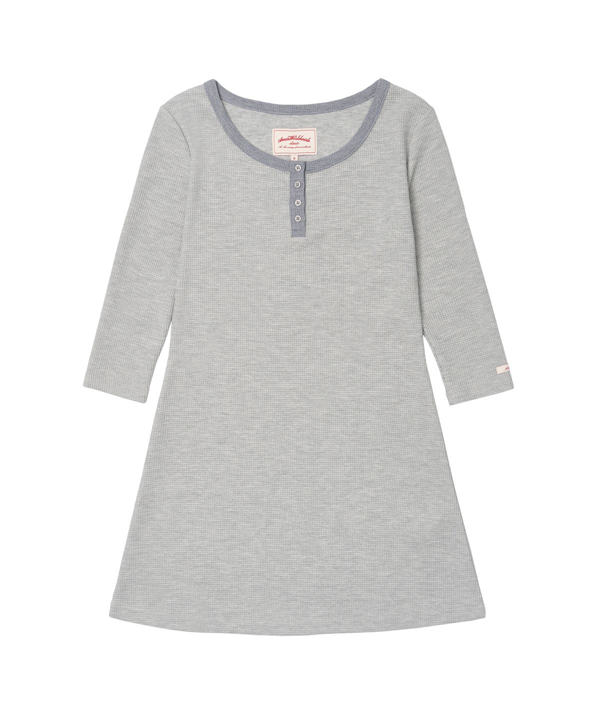 아메스 월드와이드(AMES-WORLDWIDE) CLASSIC WAFFLE HENLEY NECK DRESS GREY