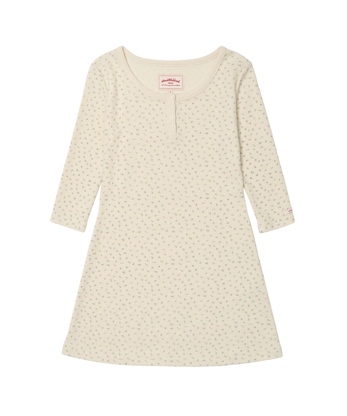 아메스 월드와이드(AMES-WORLDWIDE) CLASSIC WAFFLE HENLEY NECK DRESS CREAM