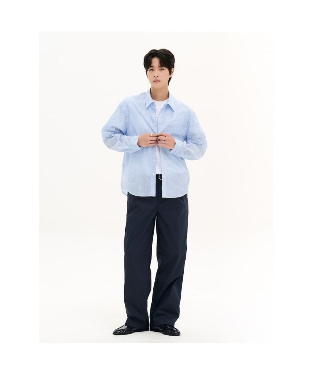 에잇세컨즈(8SECONDS) 스트라이프 셔츠  스카이 블루