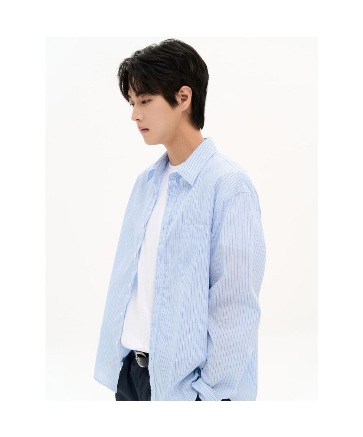 에잇세컨즈(8SECONDS) 스트라이프 셔츠  스카이 블루