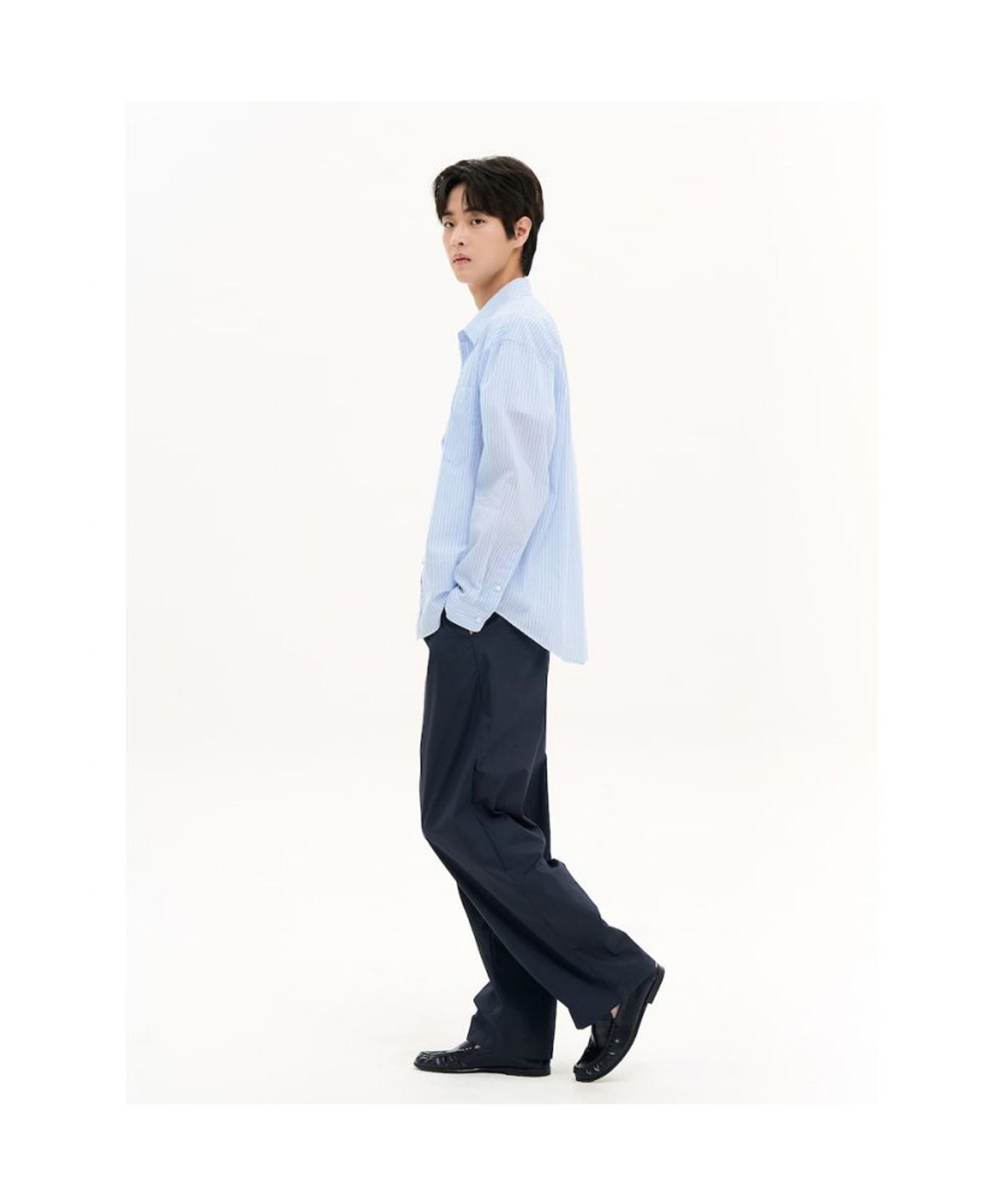 에잇세컨즈(8SECONDS) 스트라이프 셔츠  스카이 블루