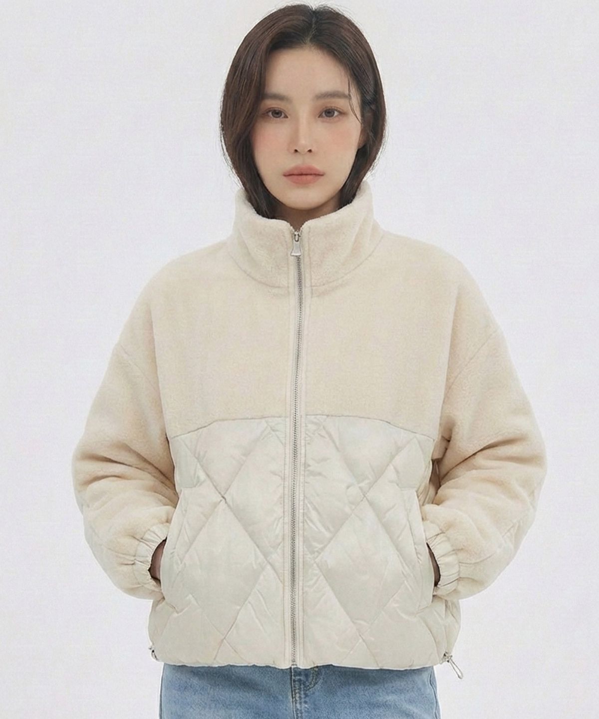 반에이크(VANAKE) 소재배색 퀼팅점퍼_VB2ZPDUD12Z