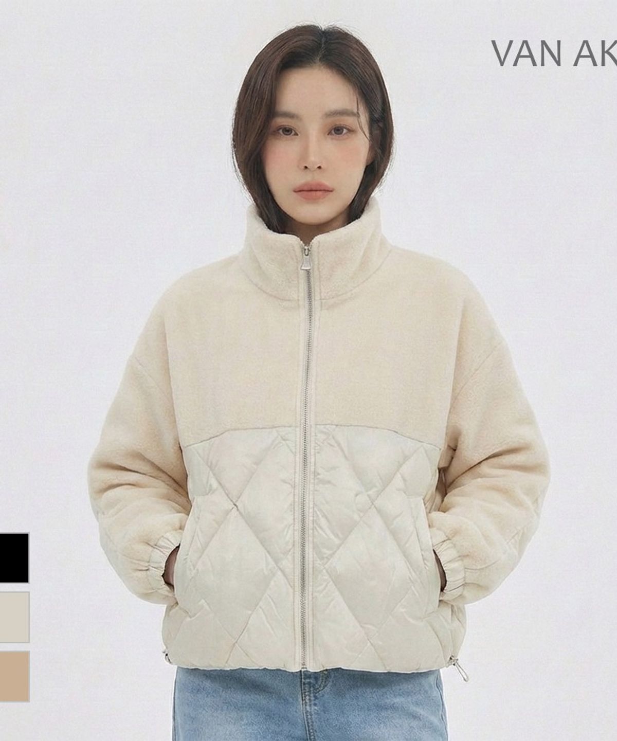 반에이크(VANAKE) 소재배색 퀼팅점퍼_VB2ZPDUD12Z