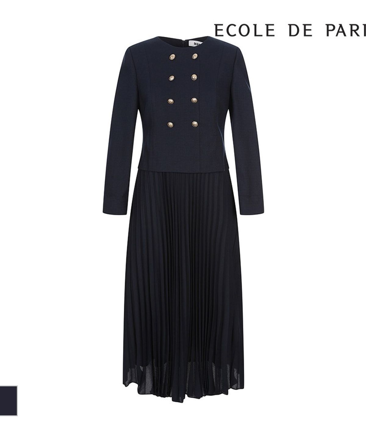 에꼴드파리(ECOLEDEPARIS) 더블버튼 플리츠 원피스_RB42WOAM12A