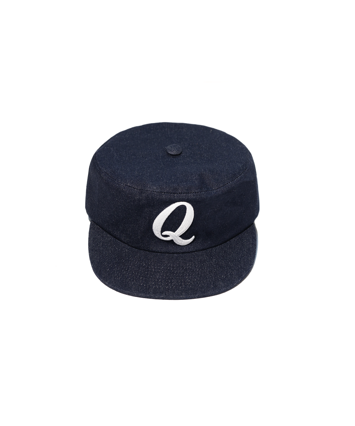 올디컬뉴(OLDEQUANEW) 큐 로고 데님 필박스 인디고블루