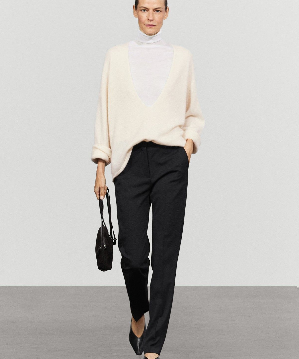 마시모두띠(MASSIMO DUTTI) 울 블렌드 웨이스트밴드 팬츠