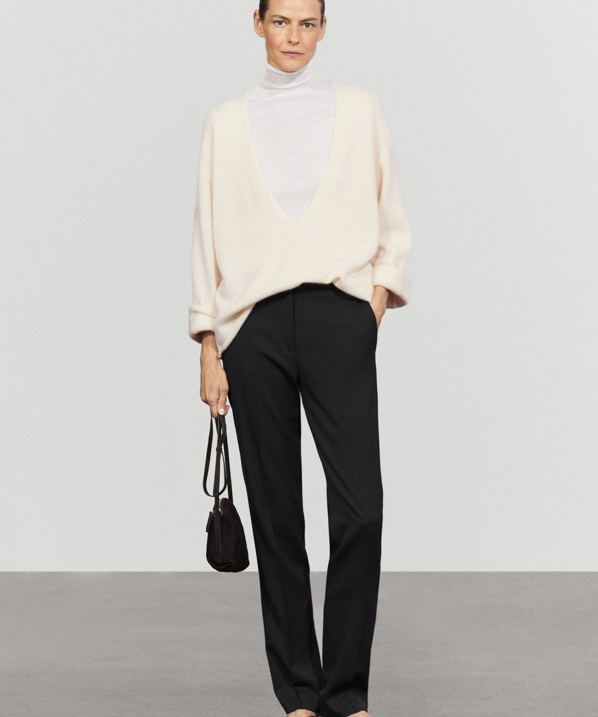 마시모두띠(MASSIMO DUTTI) 울 블렌드 웨이스트밴드 팬츠