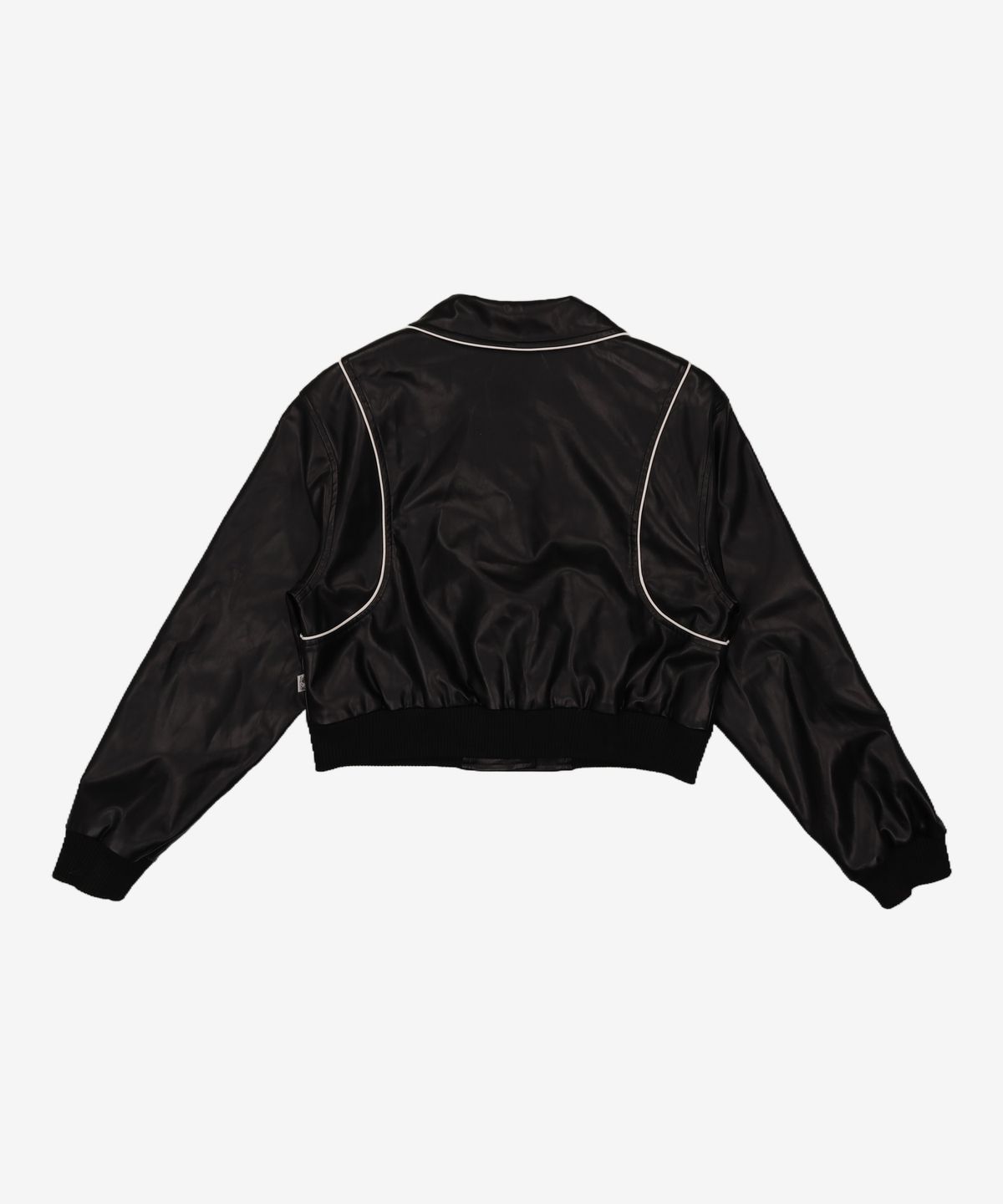델리센트(DELICCENT) 레더 파이핑 크롭 점퍼 [BLACK] FREE