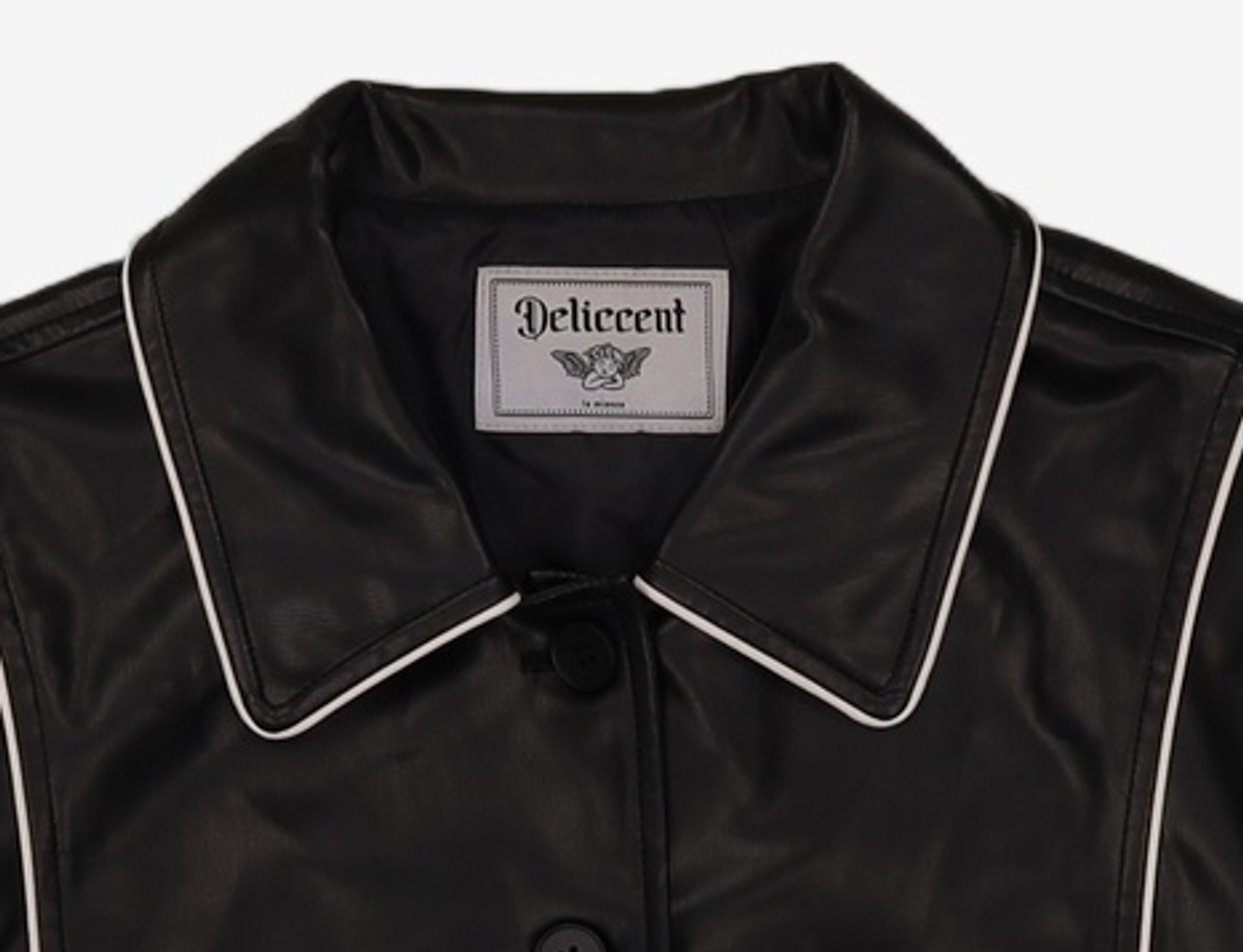 델리센트(DELICCENT) 레더 파이핑 크롭 점퍼 [BLACK] FREE