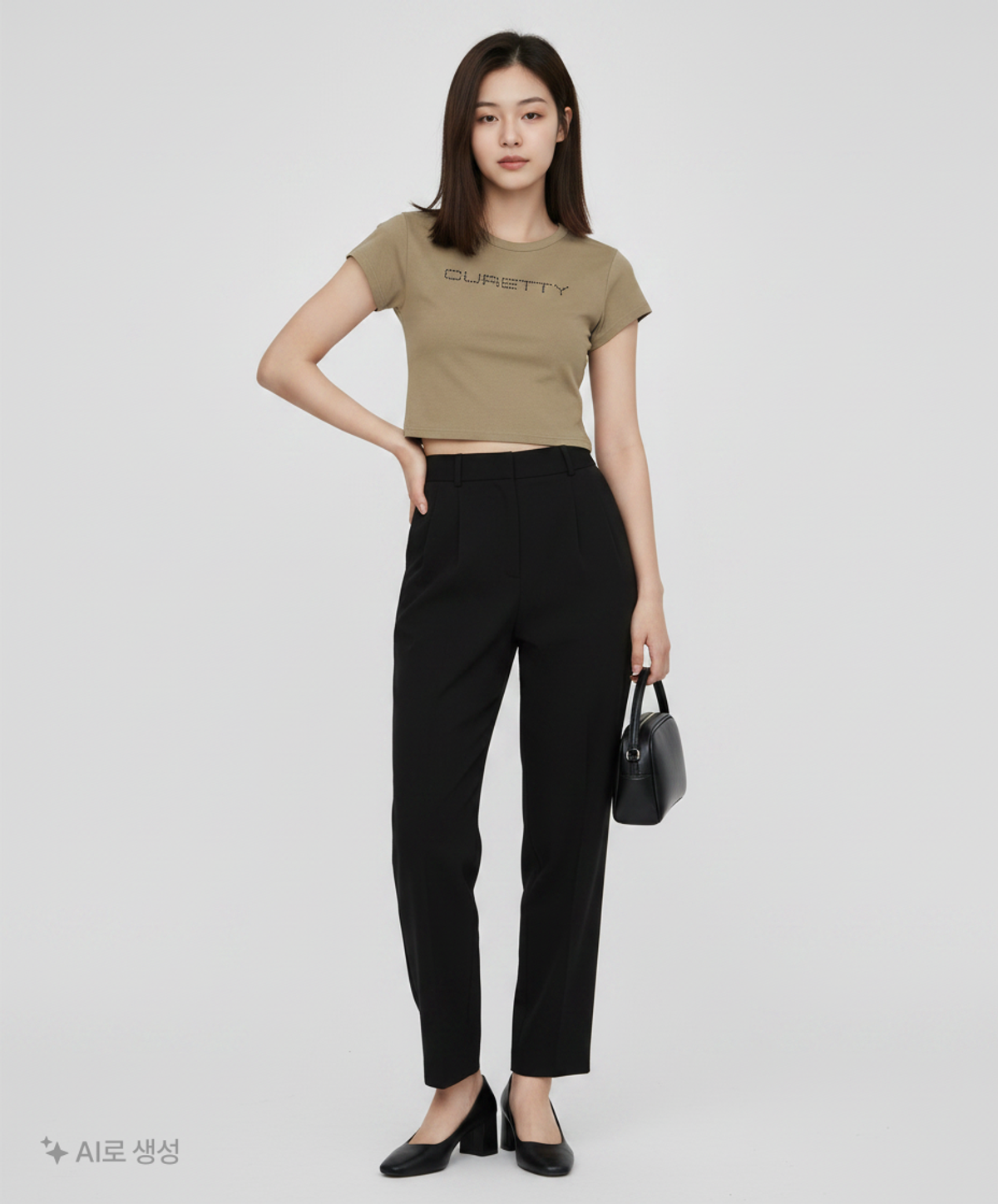 큐리티(CURETTY) C RHINESTONE LOGO T-SHIRT_KHAKI S