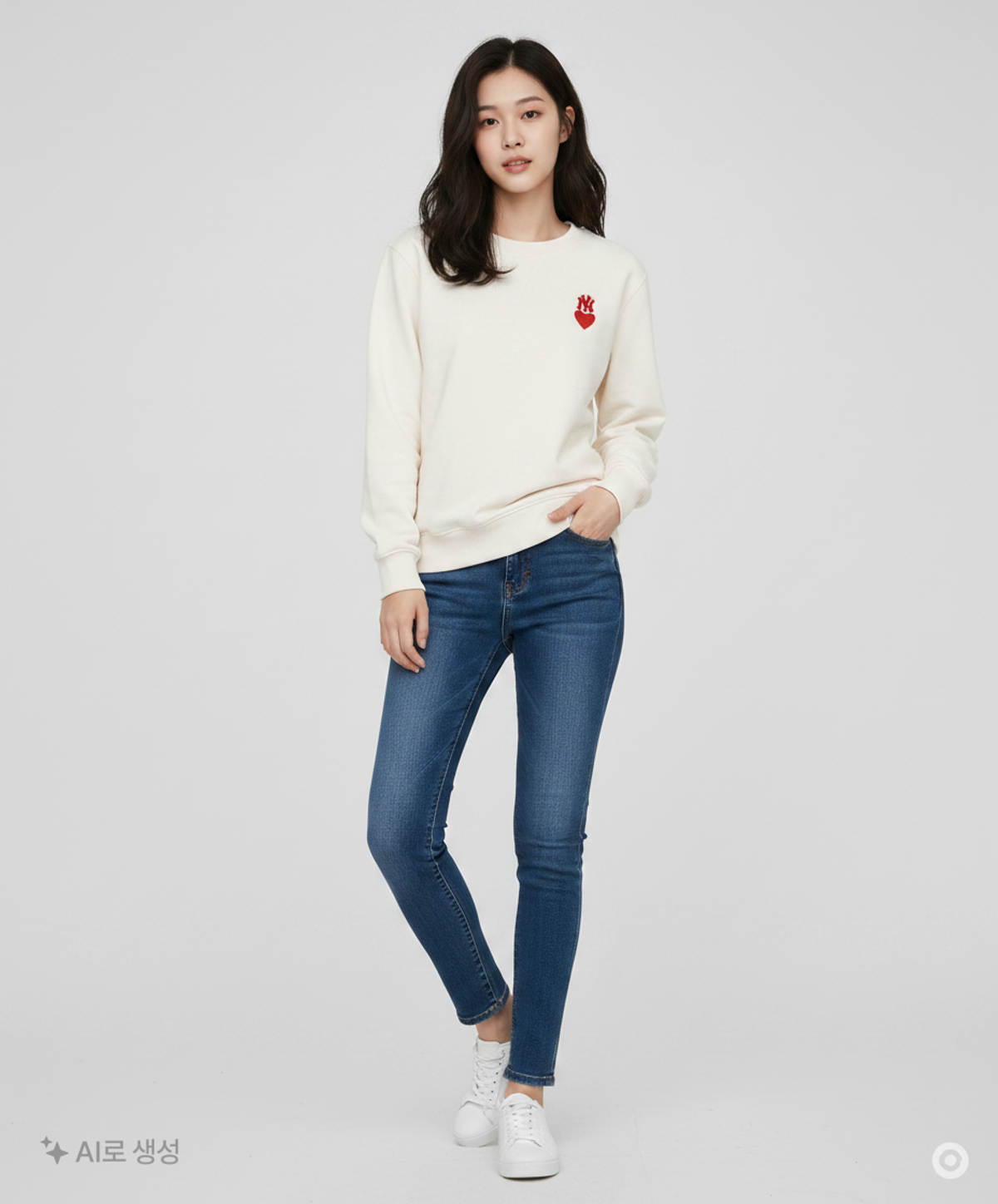 엠엘비(MLB) 하트 입체로고 컴포터블핏 맨투맨 NY (Ivory) 95