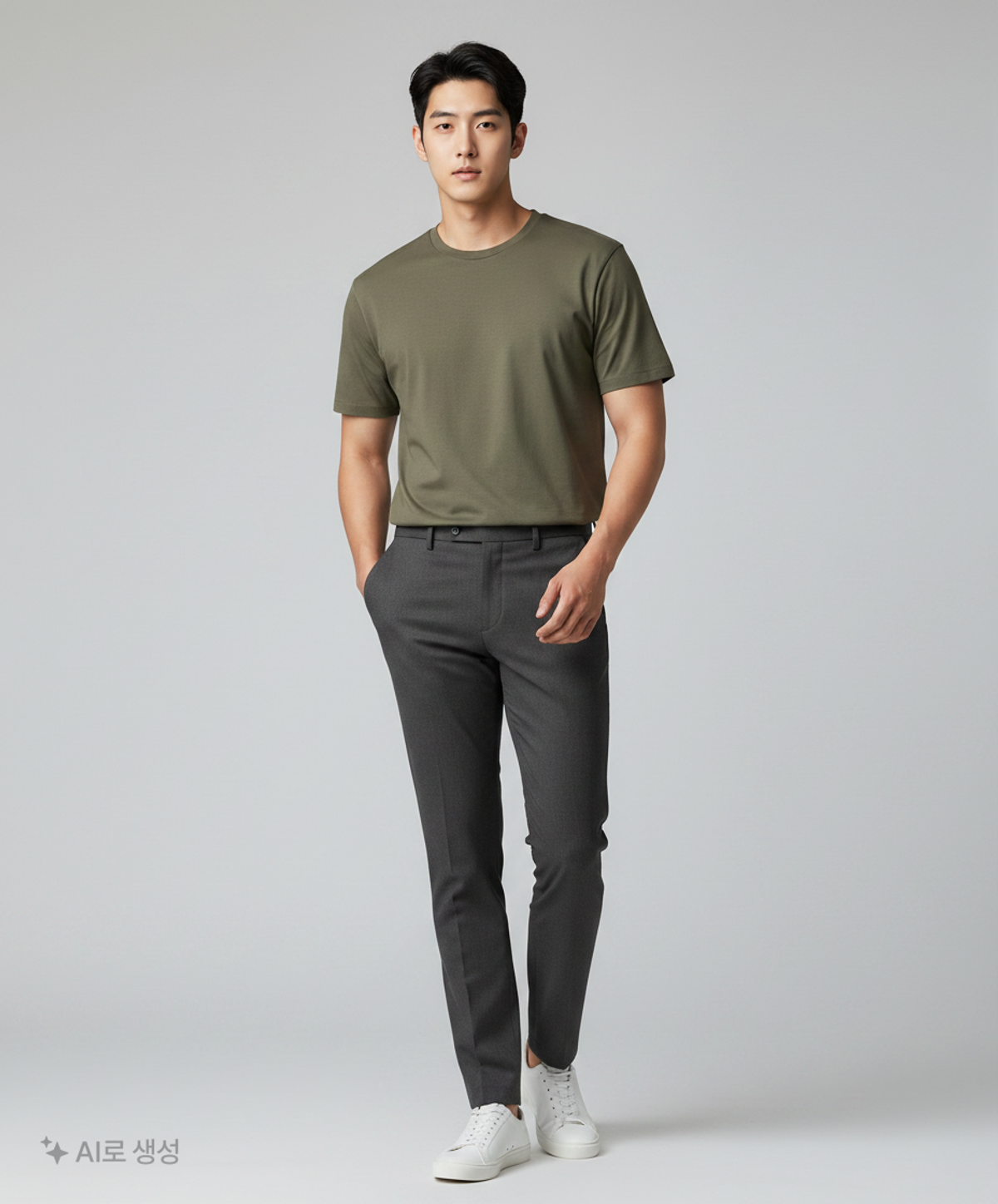 무신사 스탠다드(MUSINSA STANDARD) [쿨탠다드] 릴렉스 핏 크루 넥 티셔츠 [카키] XL