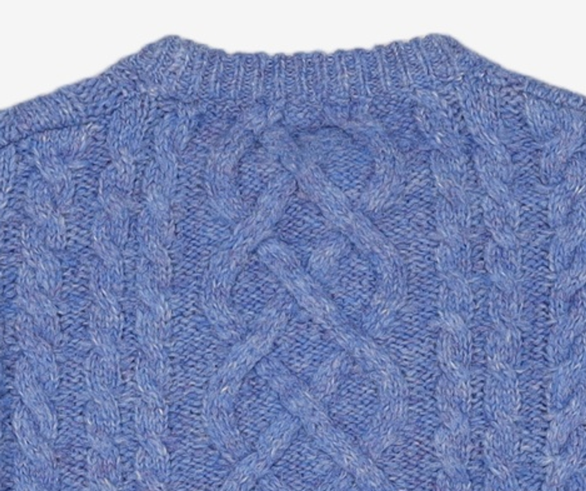 마틴플랜(MARTIN PLAN) Martin Symbol Cable Crewneck Knit - BLUE S