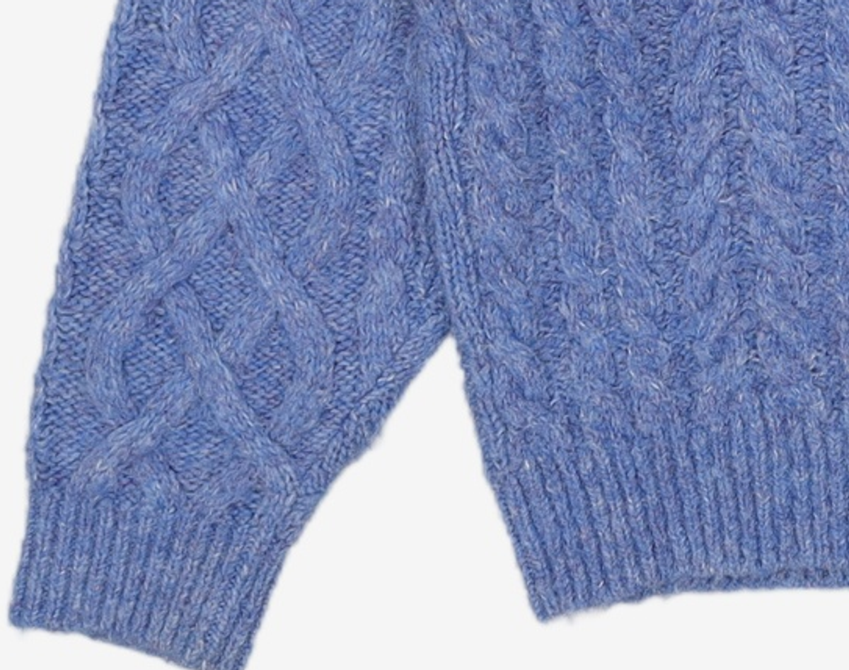 마틴플랜(MARTIN PLAN) Martin Symbol Cable Crewneck Knit - BLUE S