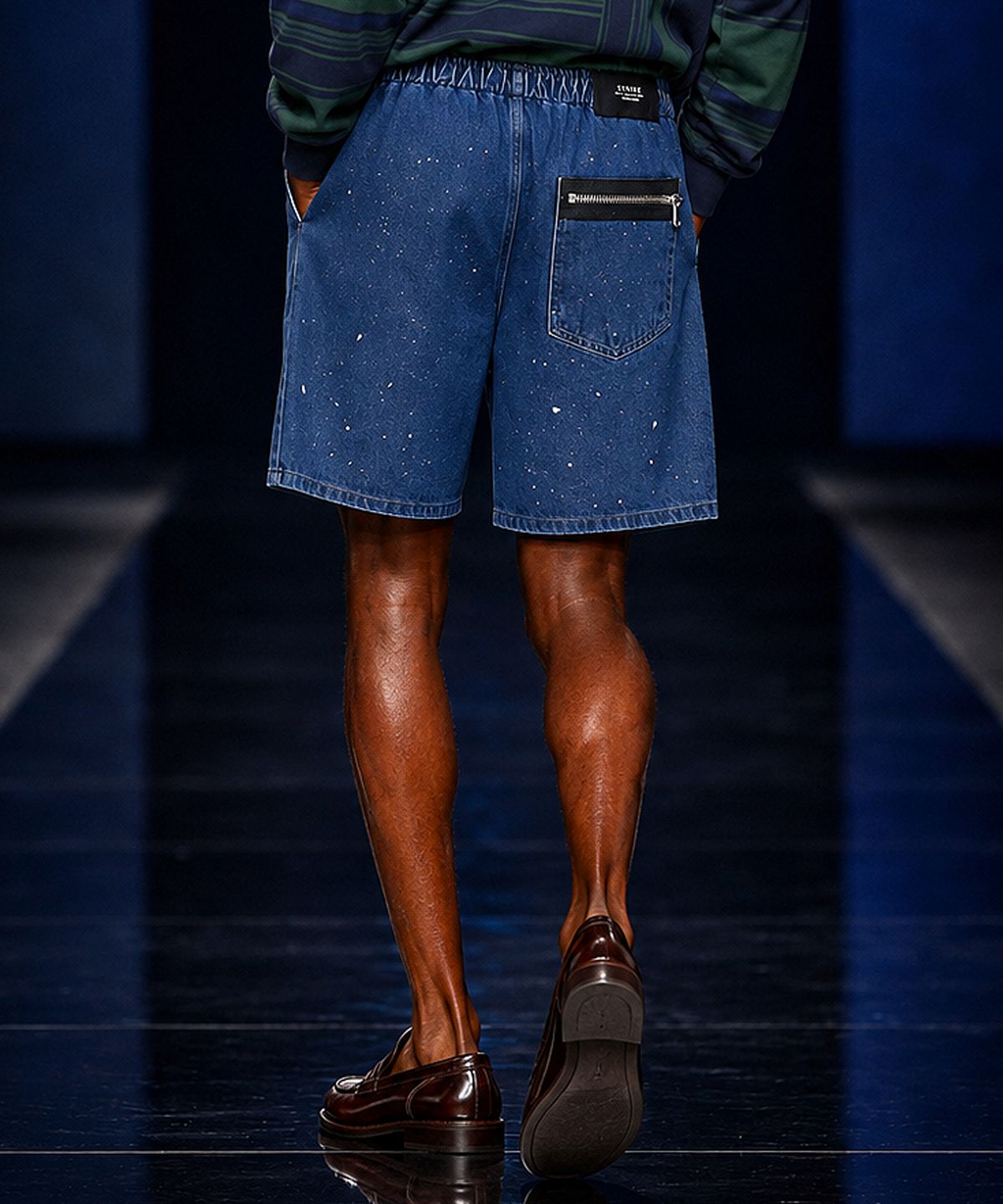 스트라이크(STRIKE) Atelier Painted Relaxed Denim Shorts (BLUE)