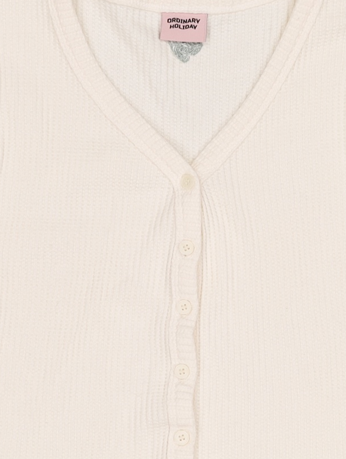 오디너리 홀리데이(ORDINARY HOLIDAY) 와플지브이가디건 WAFFLE FABRIC V NECK CARDIGAN FREE
