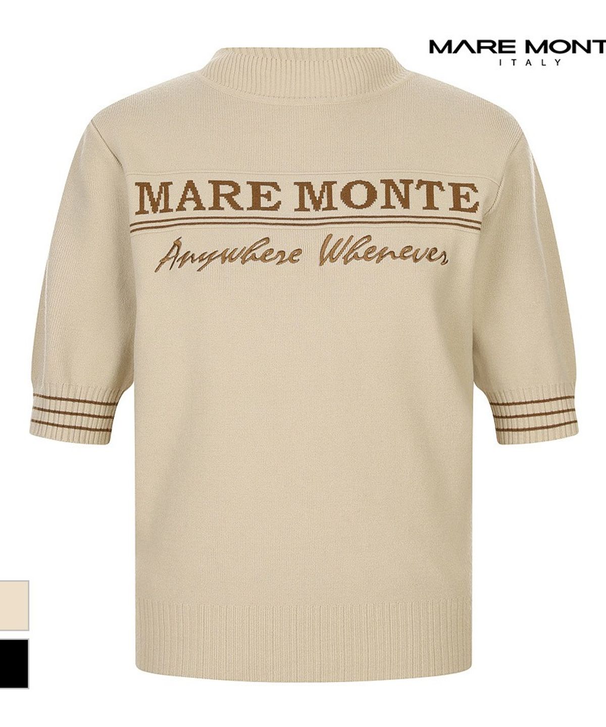 마레몬떼(MAREMONTE) 컬러배색 레터링 반팔니트_M249MKT51M0