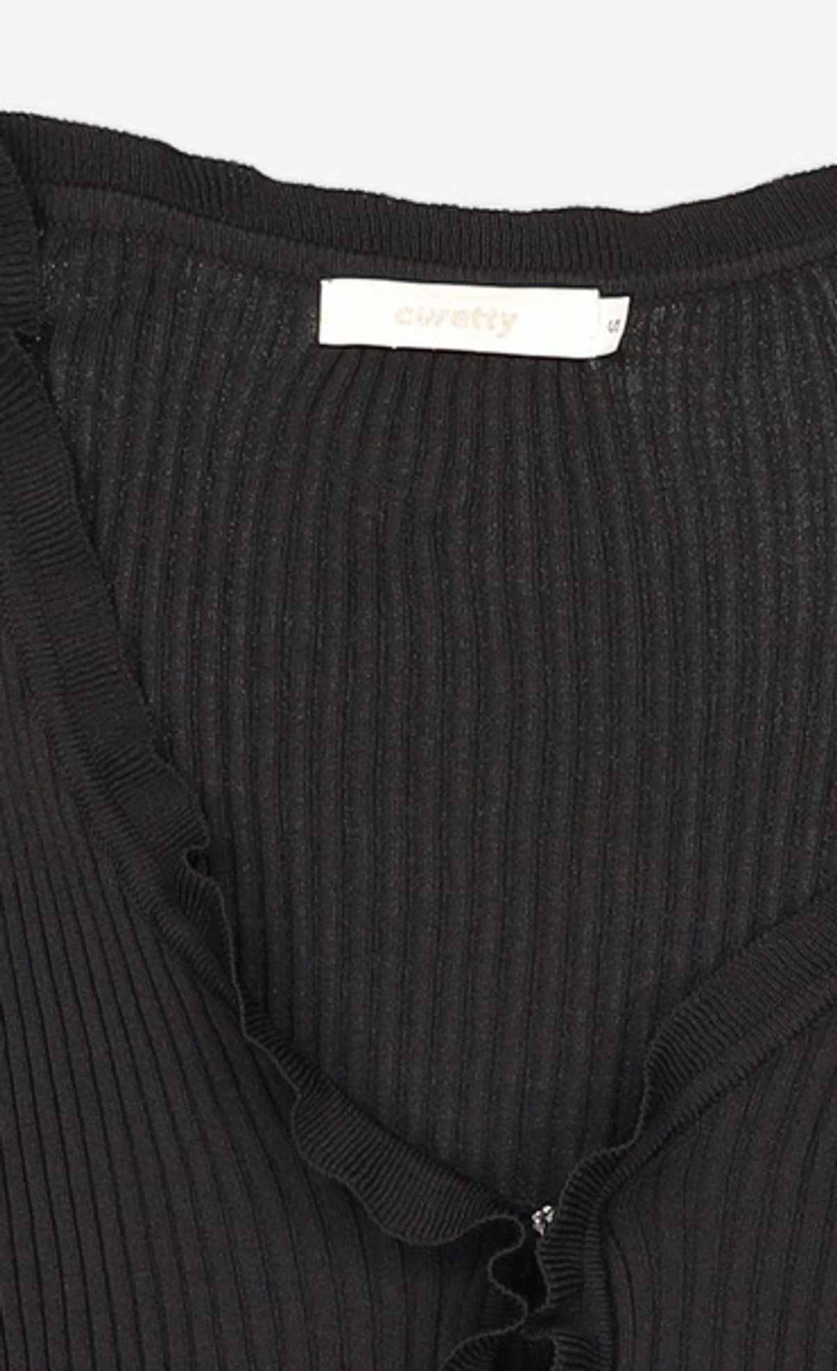 큐리티(CURETTY) C RUFFLE HEM CARDIGAN_BLACK S