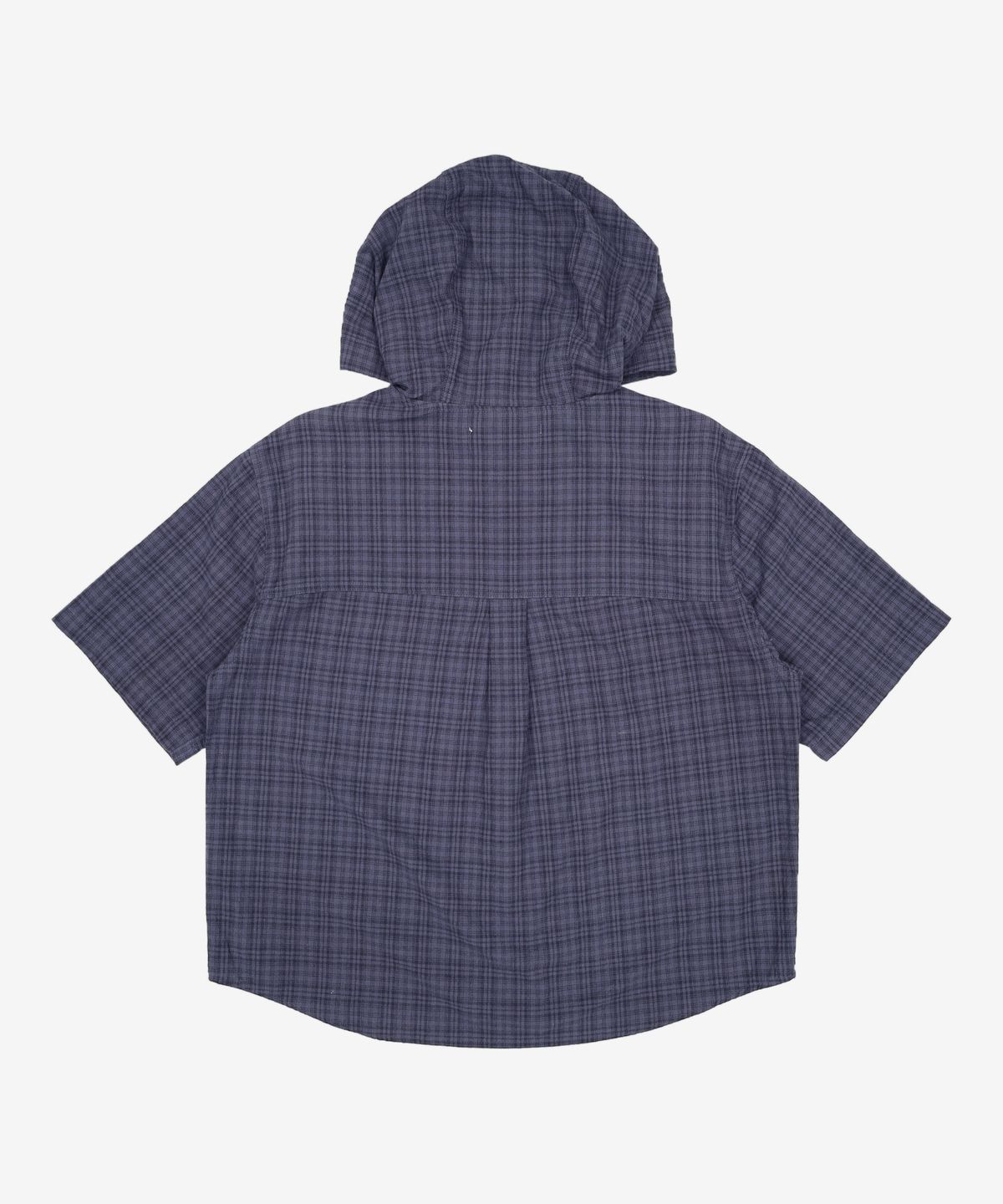 세컨모놀로그(SECONDMONO) Roll-up Button Hooded Check Half Shirt [NAVY]_SESH013NAVY L