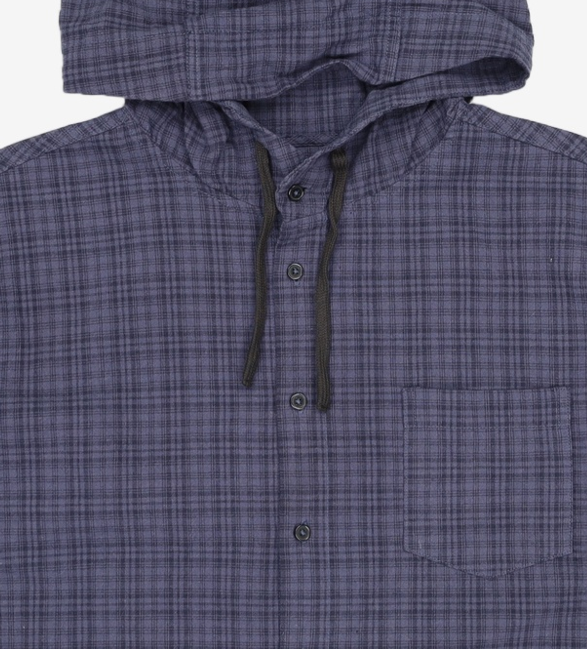 세컨모놀로그(SECONDMONO) Roll-up Button Hooded Check Half Shirt [NAVY]_SESH013NAVY L