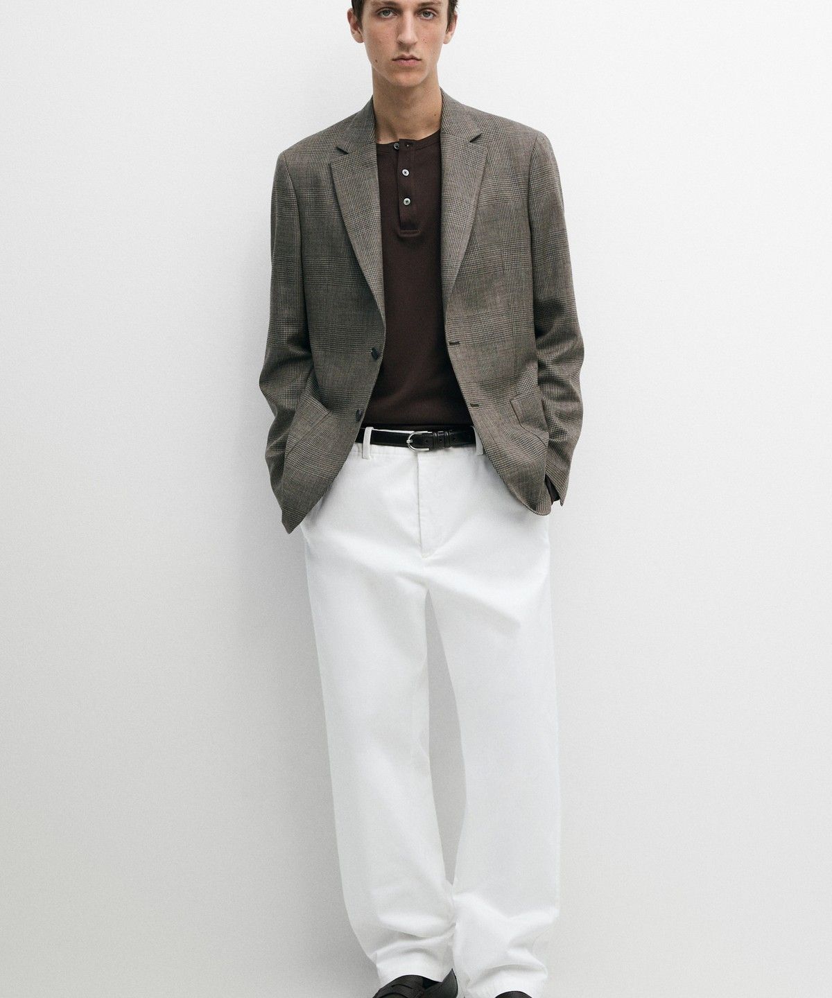 마시모두띠(MASSIMO DUTTI) 100% 울 테일러드 체크 블레이저