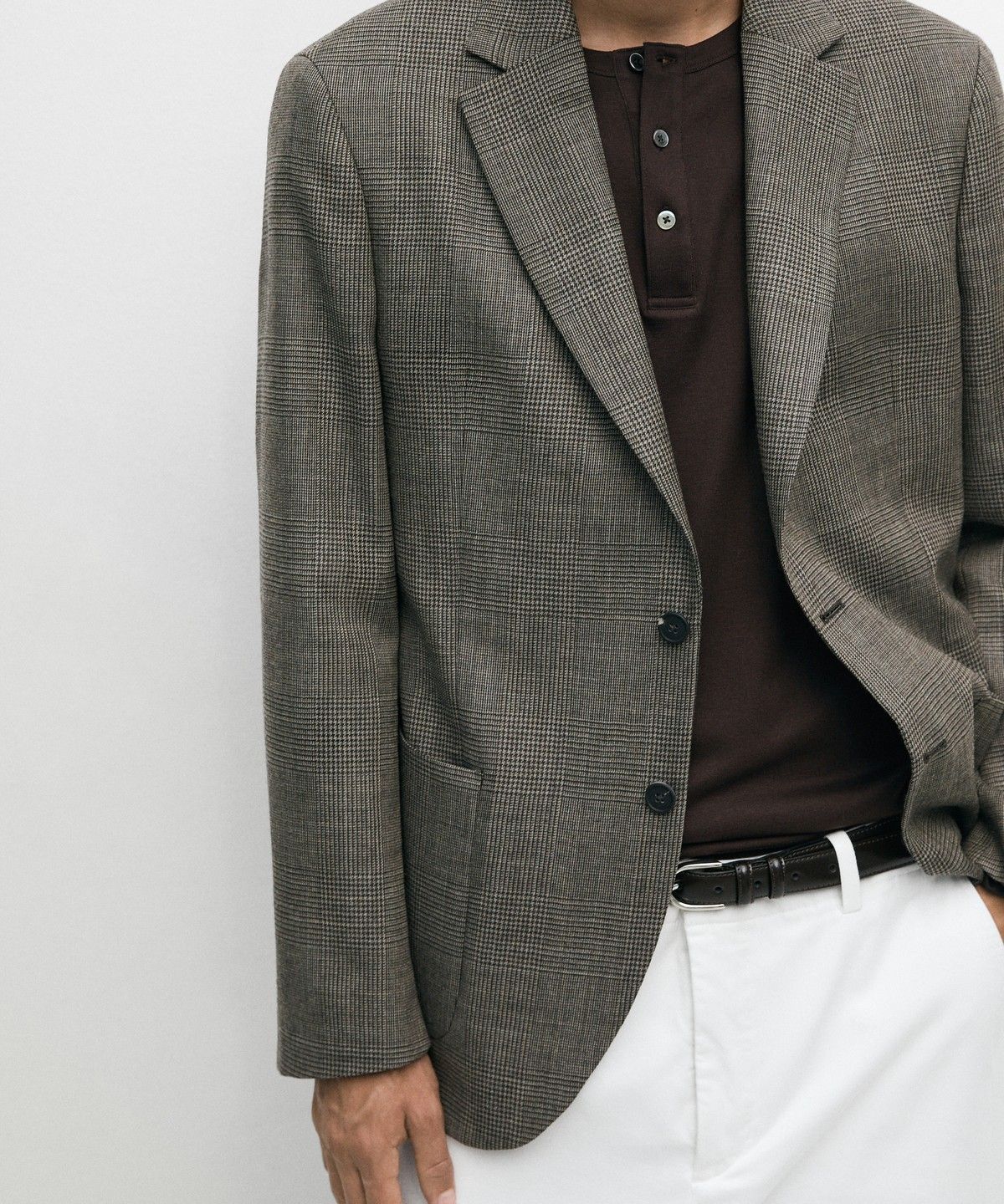 마시모두띠(MASSIMO DUTTI) 100% 울 테일러드 체크 블레이저