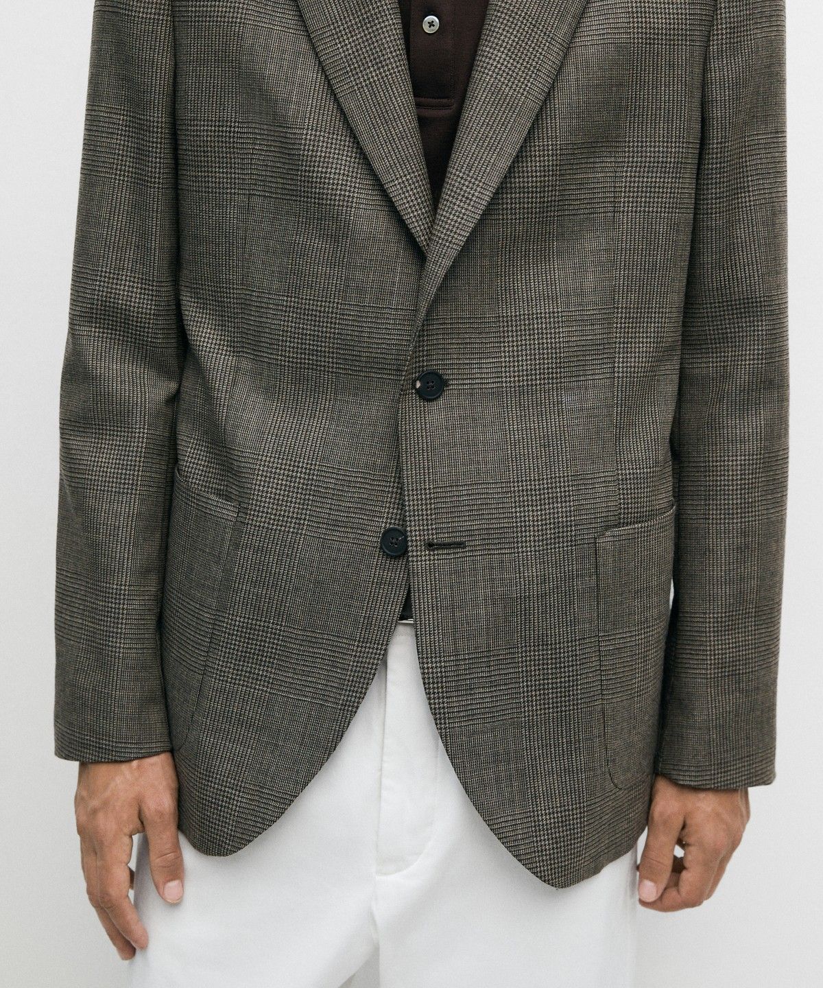 마시모두띠(MASSIMO DUTTI) 100% 울 테일러드 체크 블레이저
