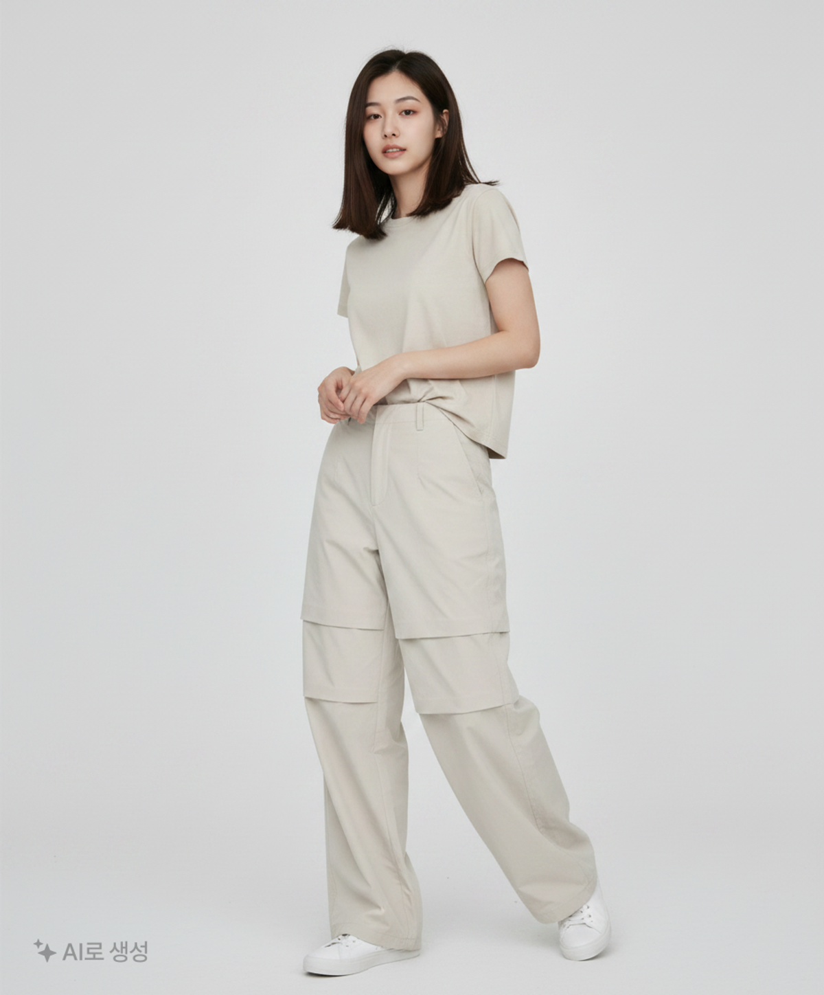 르(LE) skirt layered pants (light gray) S