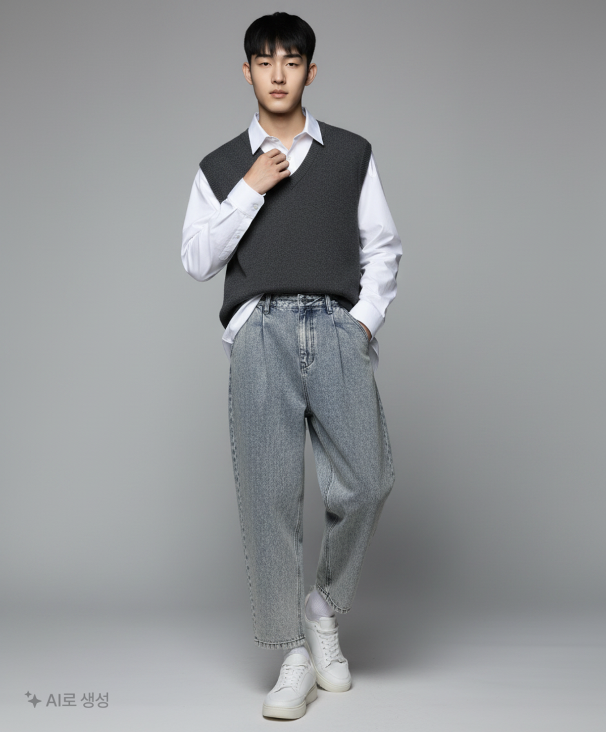 데케트(DECET) [AMC 데님]Dawn 2Pleats Wide Jeans DCPT007Blue 32