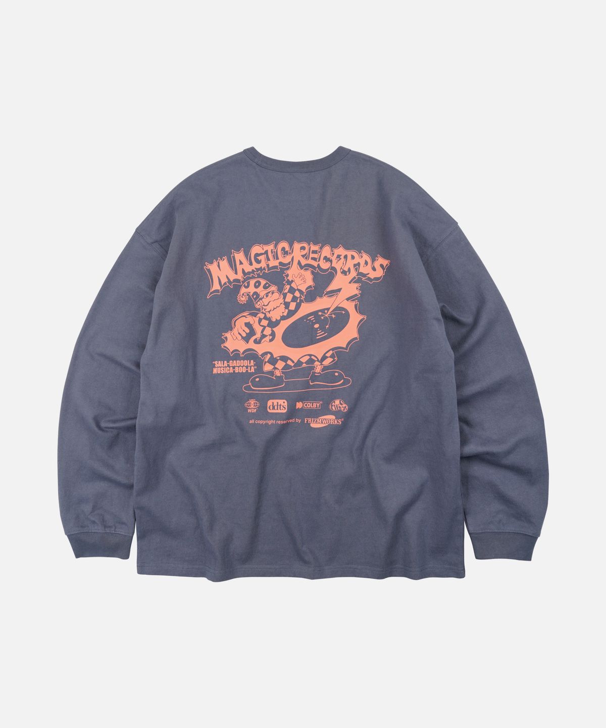 프리즘웍스(FRIZMWORKS) MAGIC RECORDS LS TEE _ SHADOW BLUE