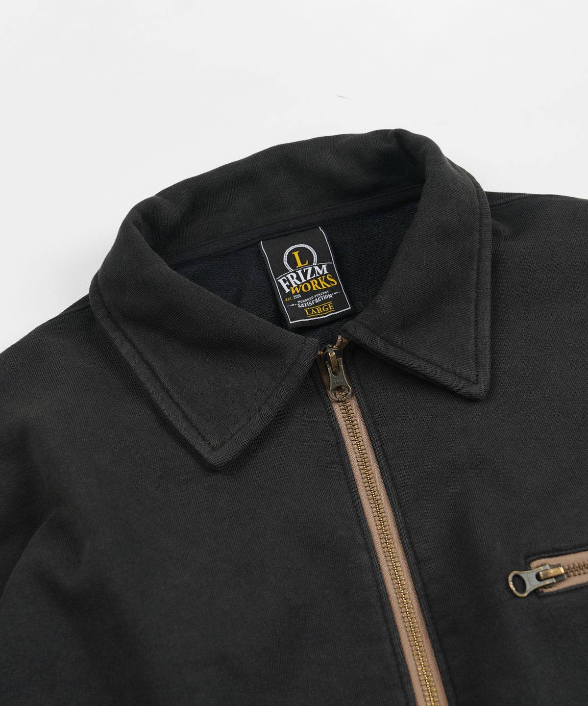 프리즘웍스(FRIZMWORKS) VINTAGE DYEING HALF ZIP SWEAT _ VINTAGE BLACK