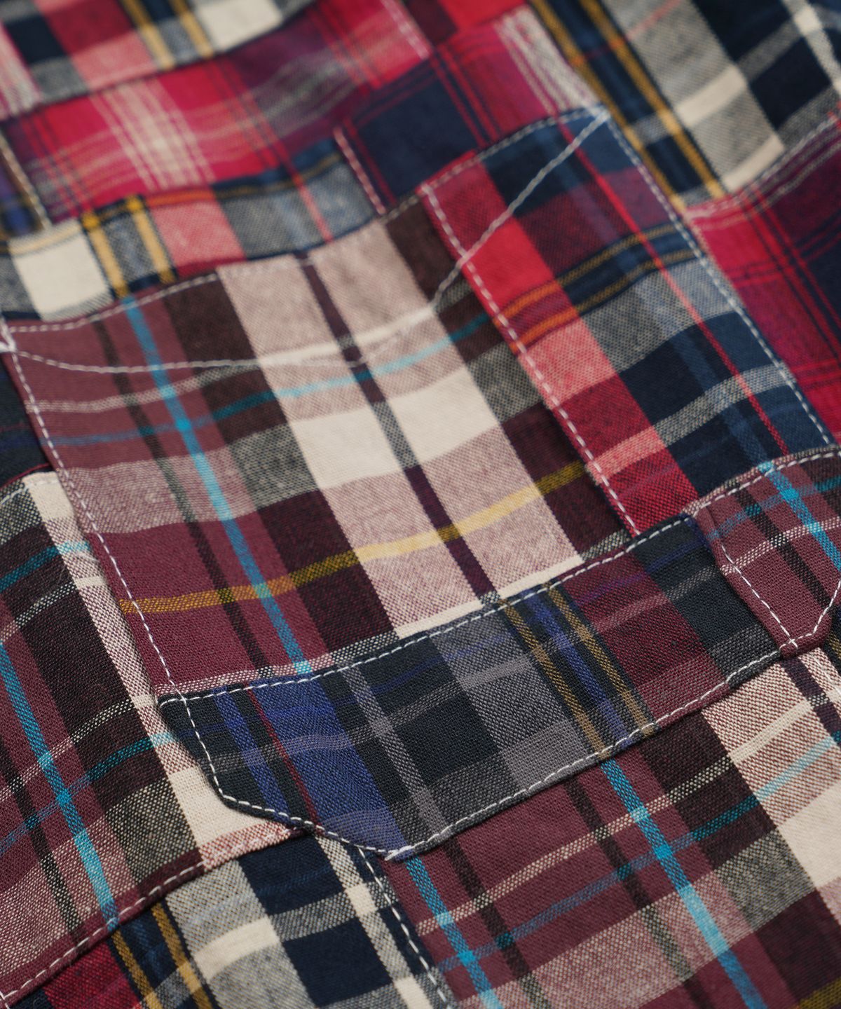 프리즘웍스(FRIZMWORKS) MADRAS PATCHWORK RELAXED SHIRT _ WINE