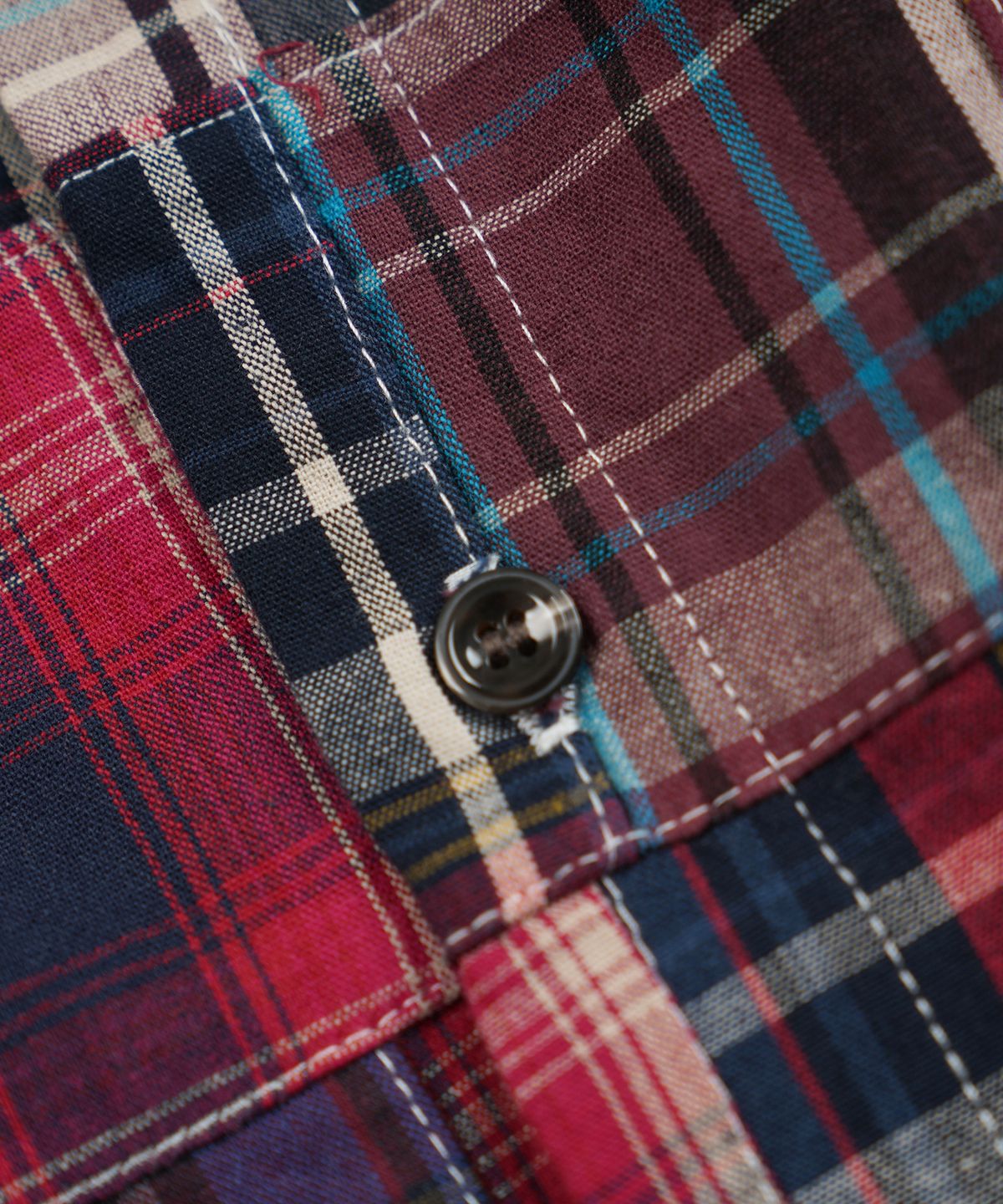 프리즘웍스(FRIZMWORKS) MADRAS PATCHWORK RELAXED SHIRT _ WINE
