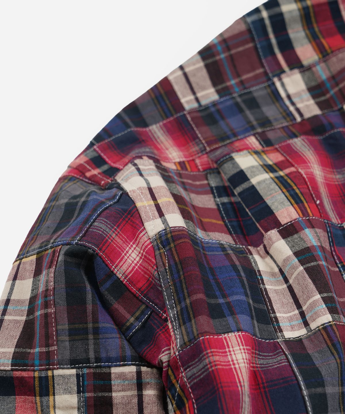프리즘웍스(FRIZMWORKS) MADRAS PATCHWORK RELAXED SHIRT _ WINE