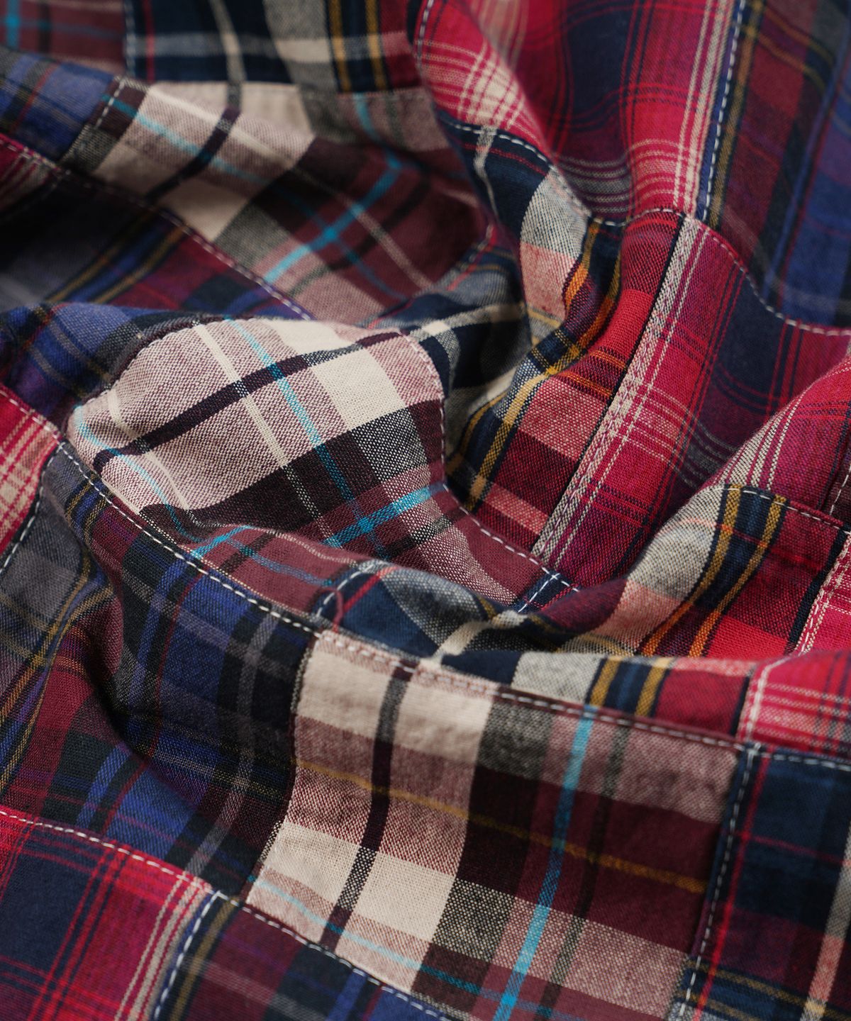 프리즘웍스(FRIZMWORKS) MADRAS PATCHWORK RELAXED SHIRT _ WINE