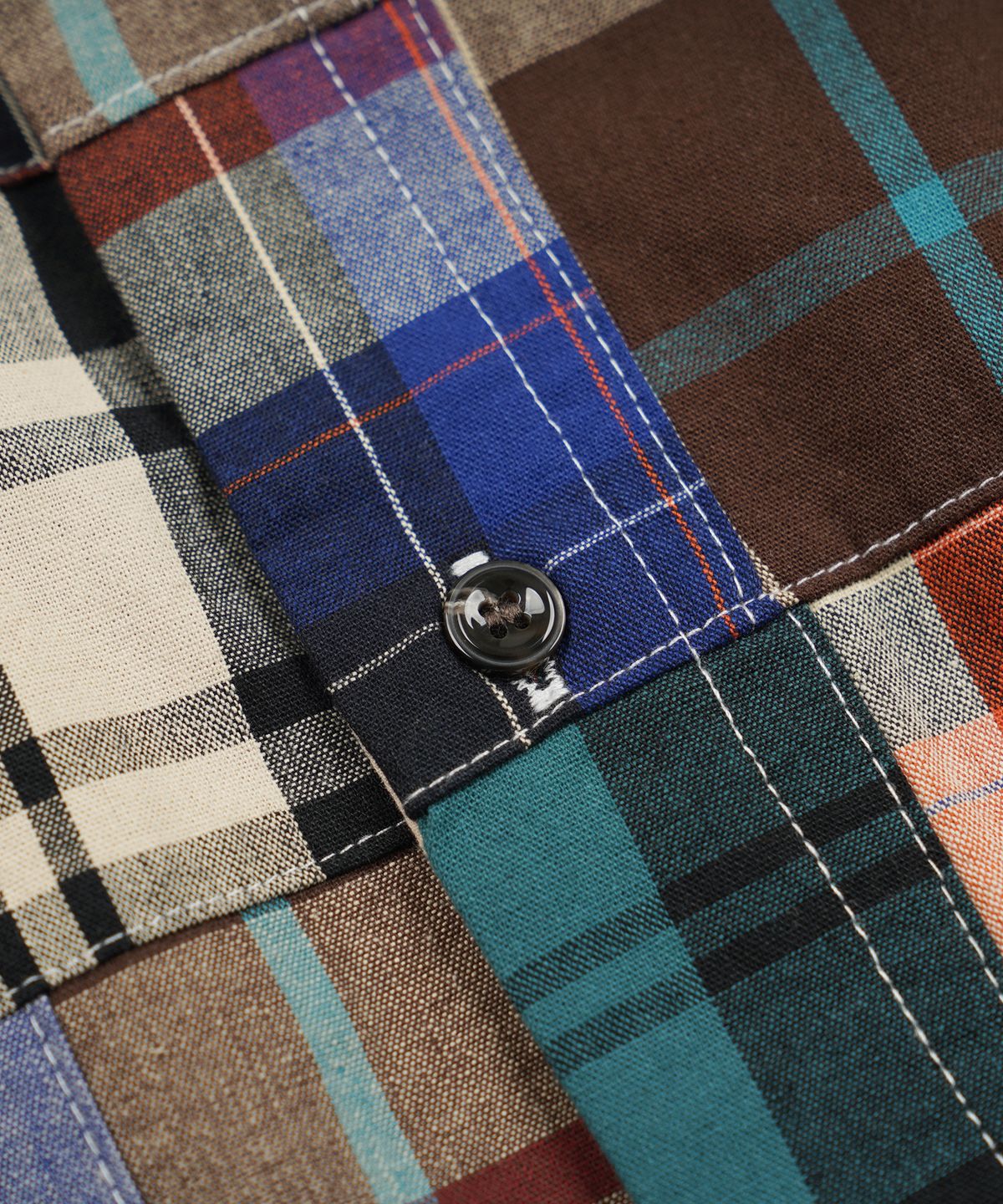 프리즘웍스(FRIZMWORKS) MADRAS PATCHWORK RELAXED SHIRT _ BEIGE