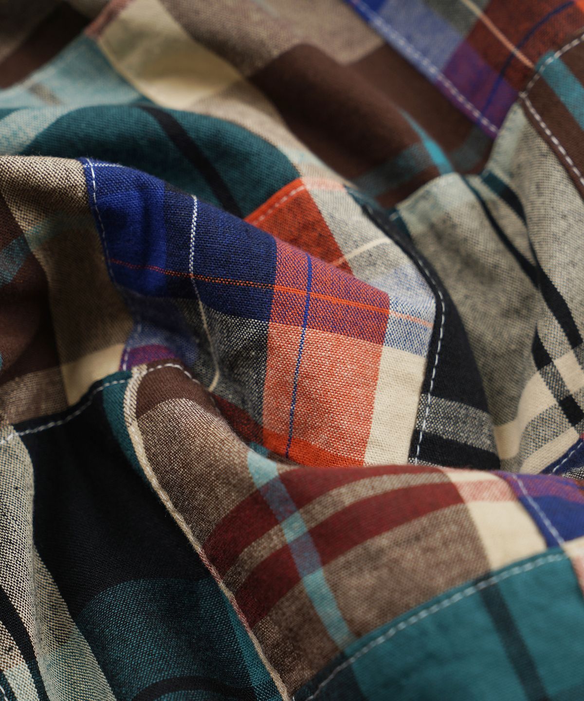 프리즘웍스(FRIZMWORKS) MADRAS PATCHWORK RELAXED SHIRT _ BEIGE