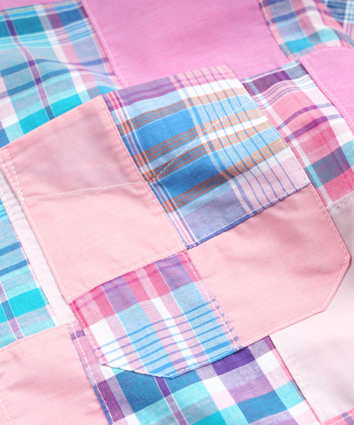 프리즘웍스(FRIZMWORKS) MADRAS PATCHWORK RELAXED SHIRT _ PINK