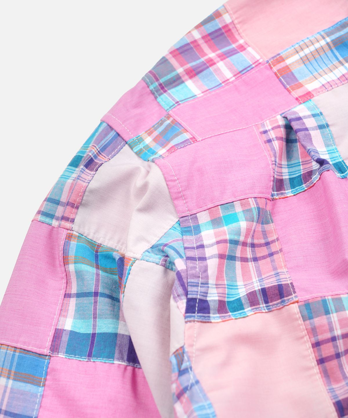 프리즘웍스(FRIZMWORKS) MADRAS PATCHWORK RELAXED SHIRT _ PINK
