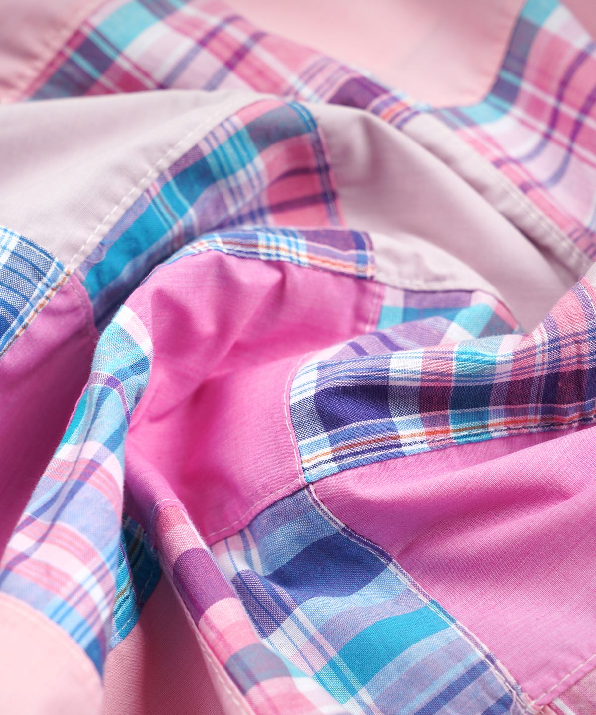 프리즘웍스(FRIZMWORKS) MADRAS PATCHWORK RELAXED SHIRT _ PINK