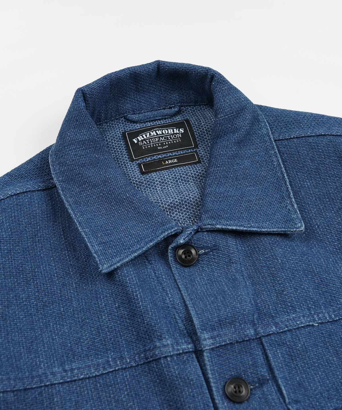 프리즘웍스(FRIZMWORKS) SASHIKO DENIM TRUCKER JACKET _ MID BLUE