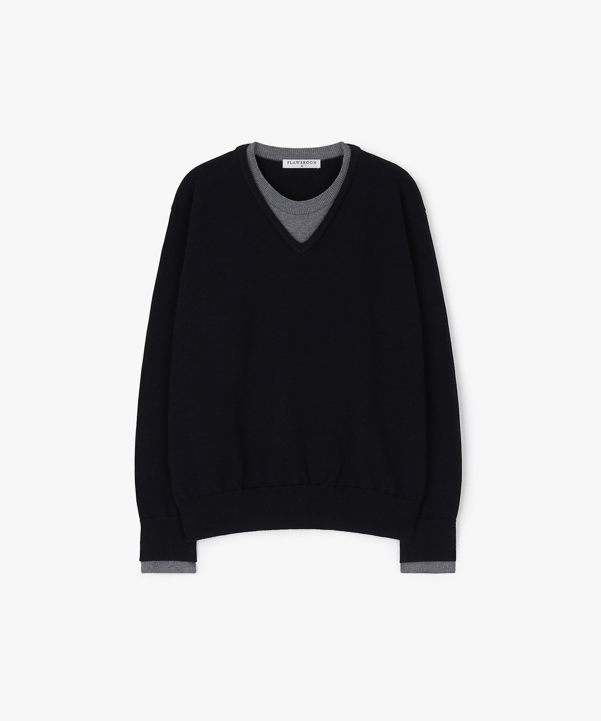 플로즈룸(FLAWSROOM) Layered Soft V Neck BLACK