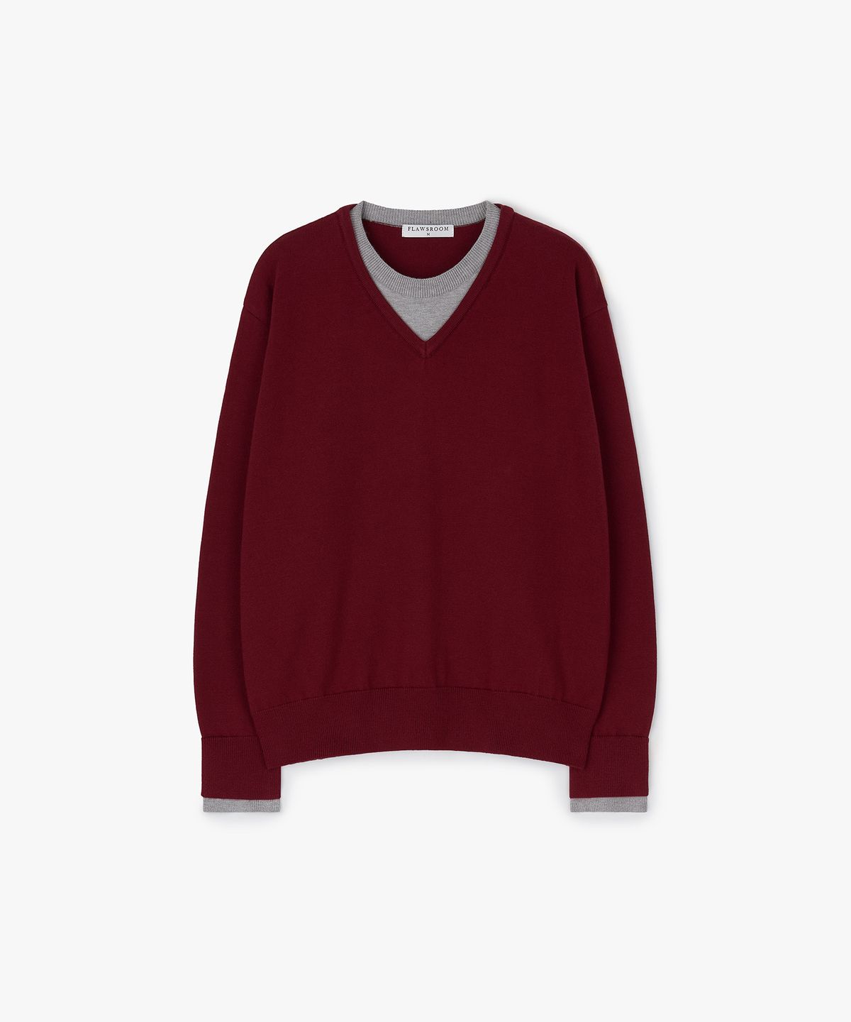 플로즈룸(FLAWSROOM) Layered Soft V Neck BURGUNDY