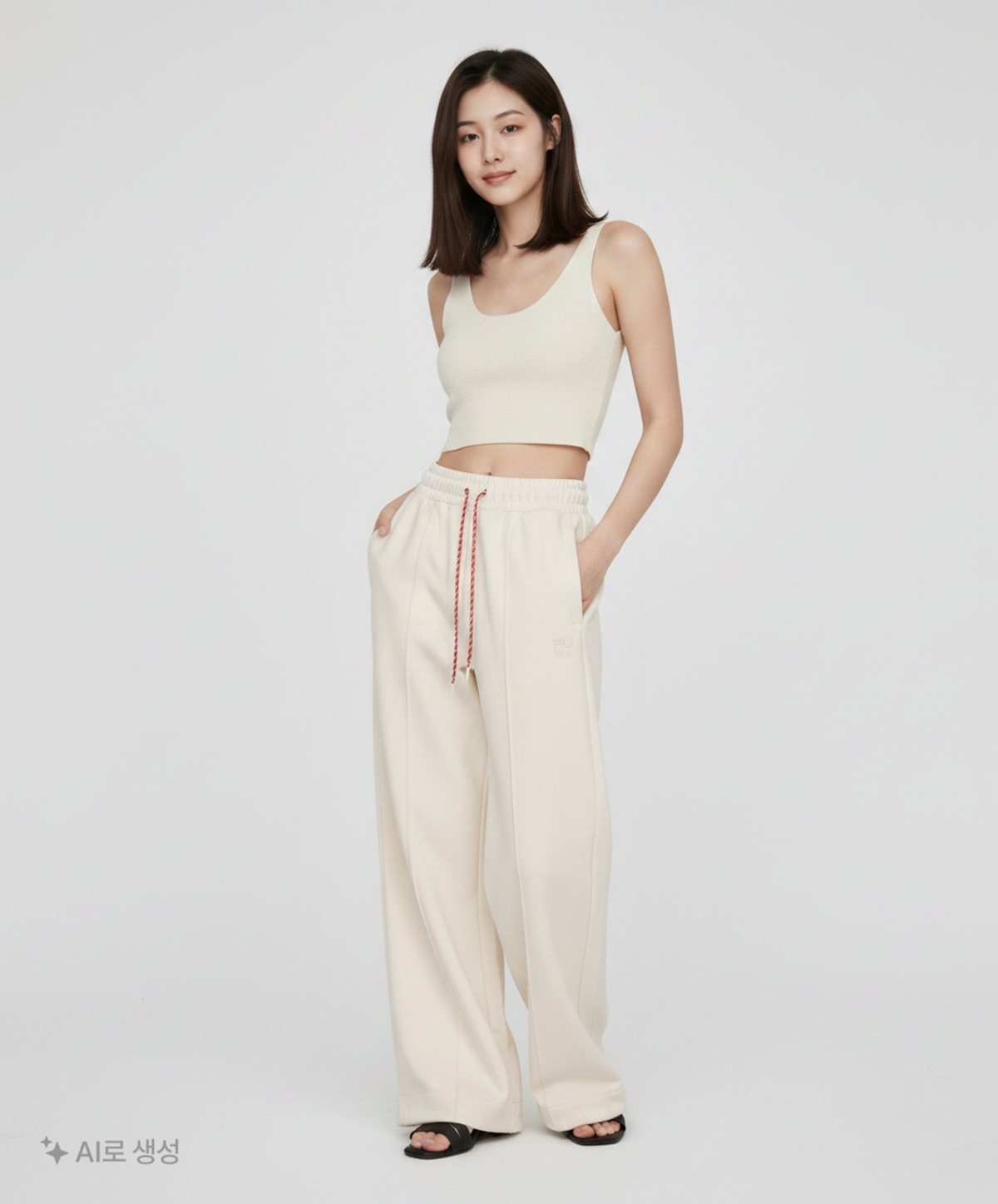 푸마(PUMA) 인퓨즈 와이드 레그 팬츠 DK - 아이보리 / 536740-65 S