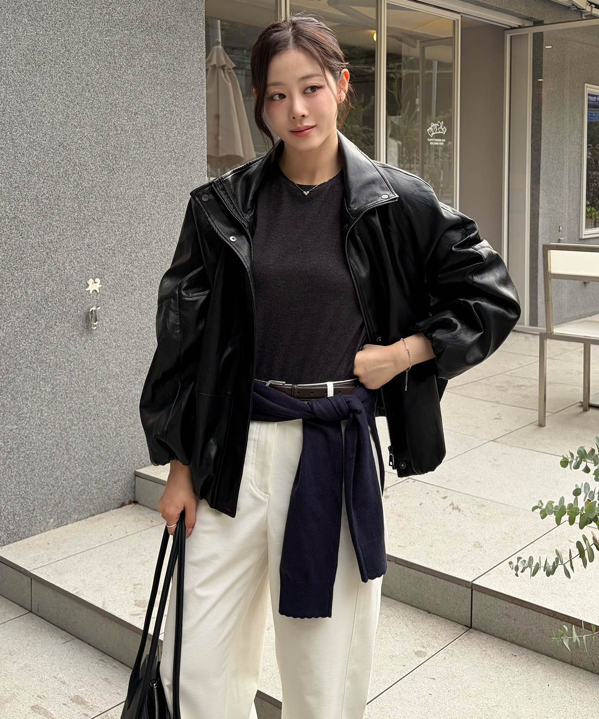 셀렙샵에디션(CELEBSHOP EDITION) 26FW FAUX 레더 하이넥 점퍼 (여)